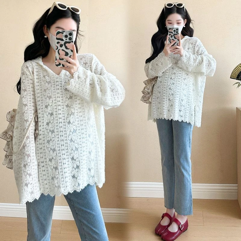 2025款衬衫春装甜美宽松连帽长袖娃娃衫提花减龄百搭洋气时尚衬衣