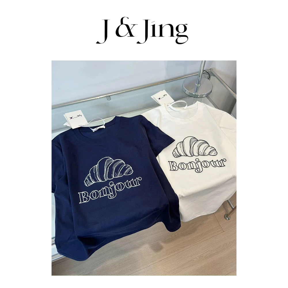 J&Jing-「牛角包」-显瘦百搭夏季韩系T恤短袖YG26155