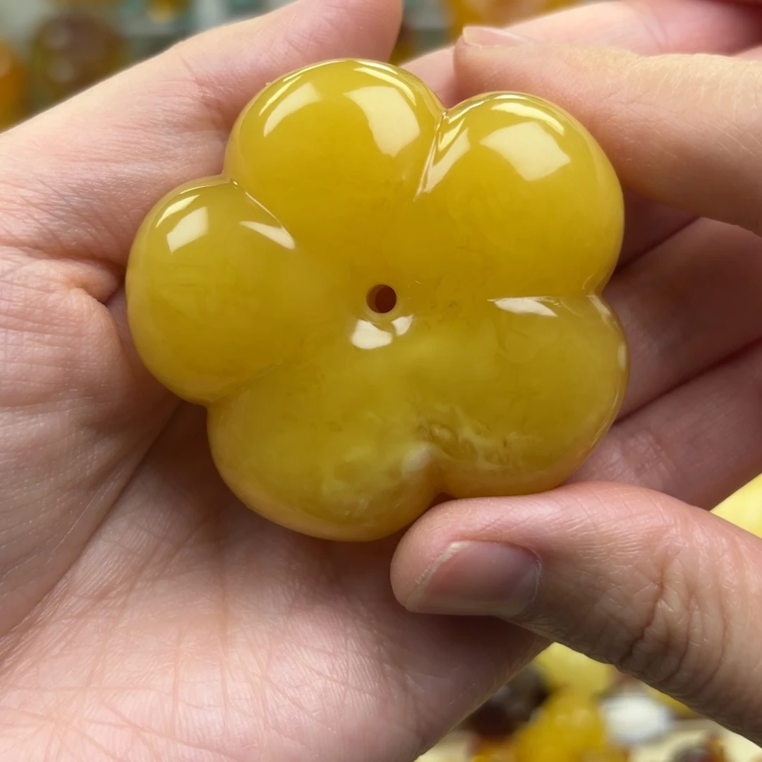 裸石蜜蜡未镶嵌蜜蜡吊坠打孔不退不换