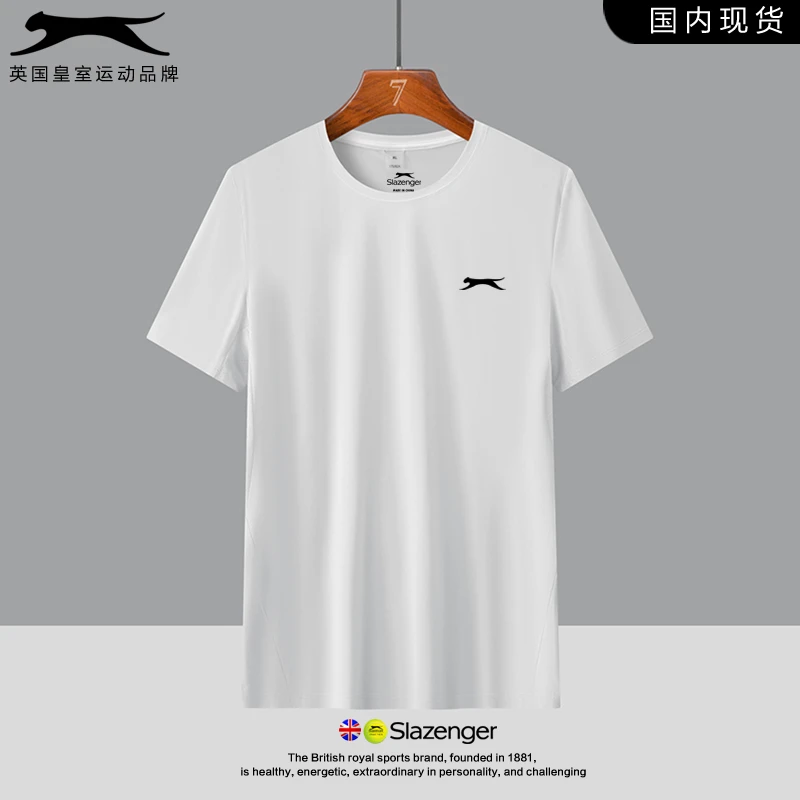 史莱辛格冰丝T恤男士2025夏季新款休闲户外通勤运动运动短袖男款
