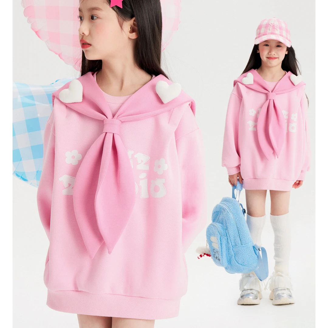 媛媛公主媛【软糖出击】2025秋季女童休闲兔耳朵套头卫衣15103Q011