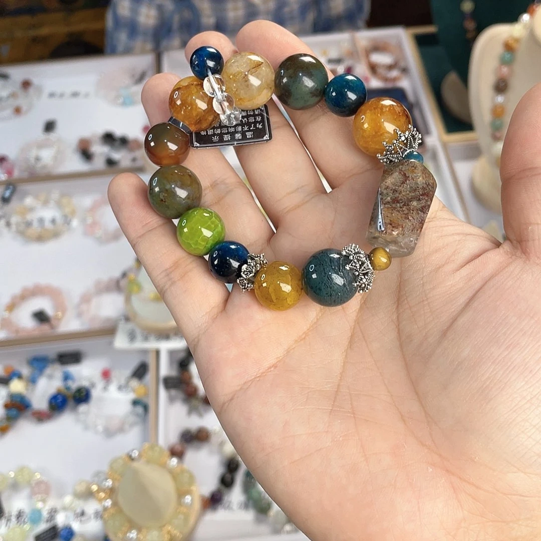 水晶手链银S925镀金镶嵌