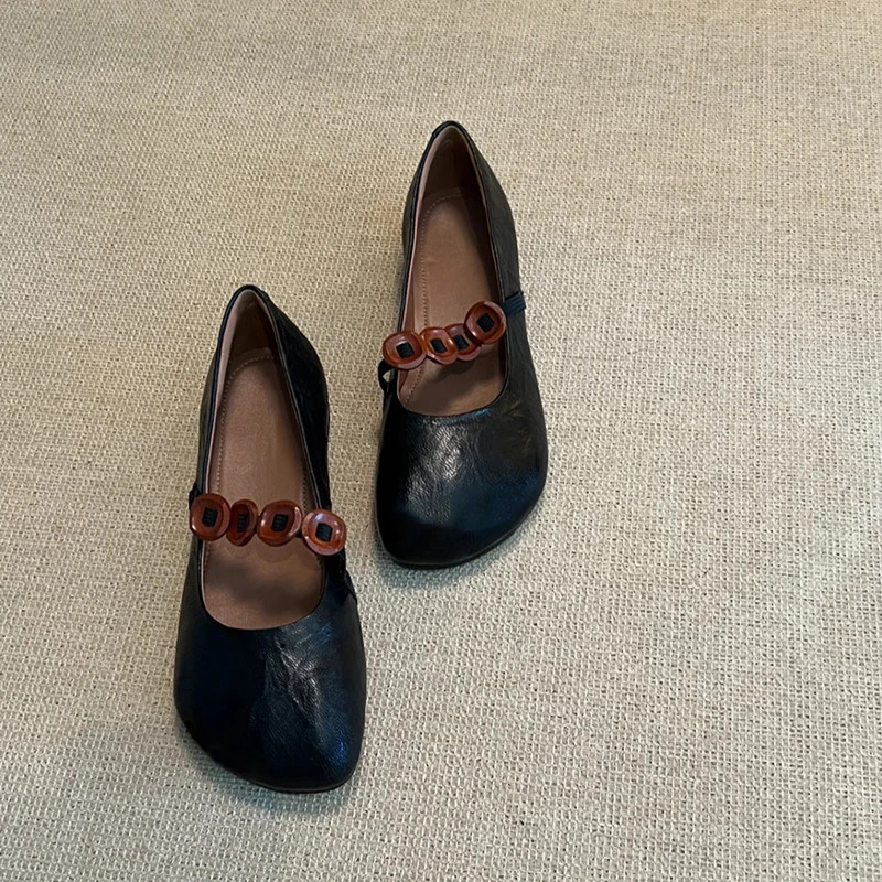 【DR官方正品】法式复古黑色平底单鞋女2025春秋新款日系OMG!浅口