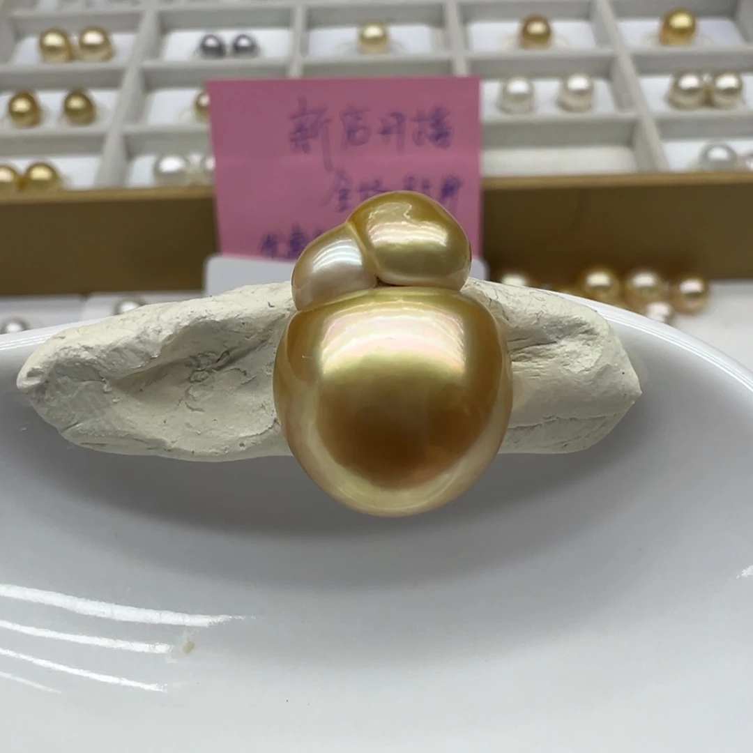 未镶嵌金珠巴洛克单珠裸珠14+（微瑕）海水珍珠