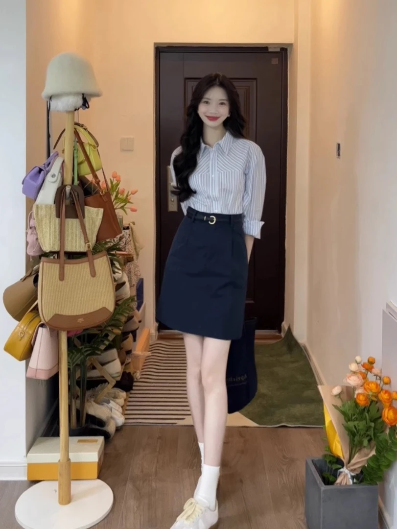 早春装搭配一整套盐系轻熟穿搭高级感御姐气质职业衬衫裙子套装女