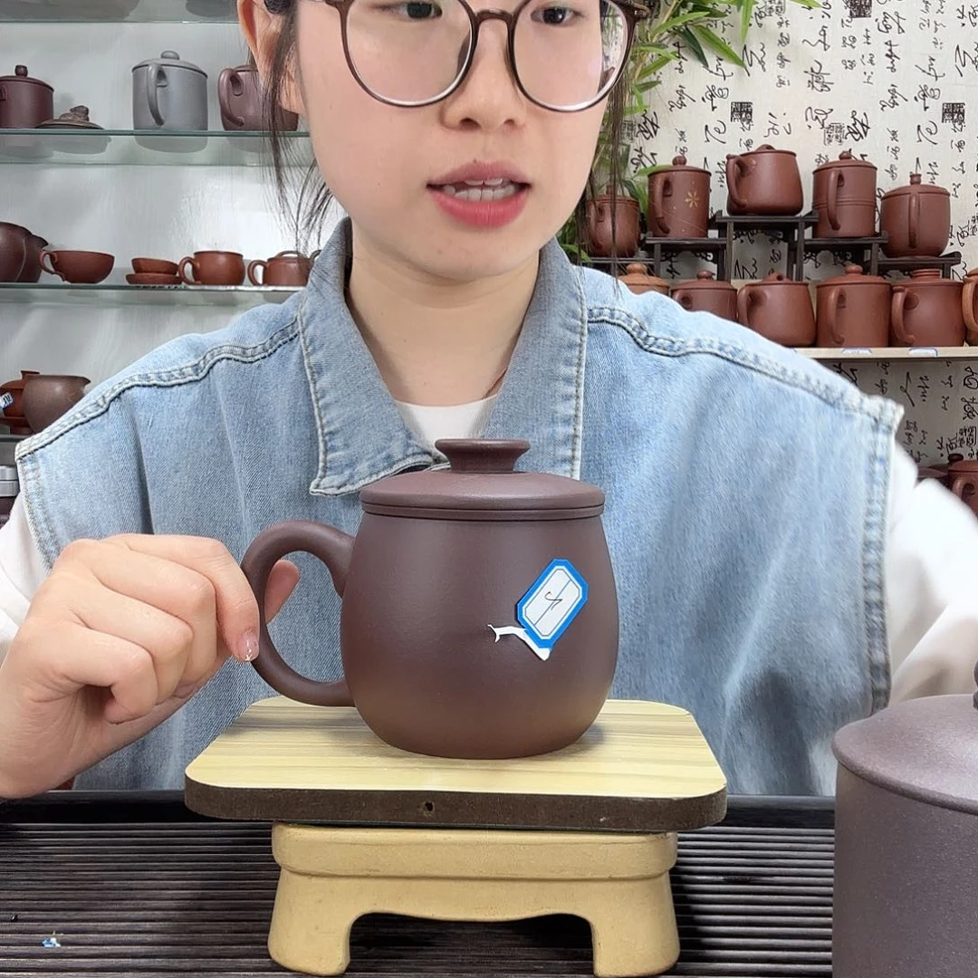 茶杯紫砂福圆财三件套没礼盒微瑕400CC22