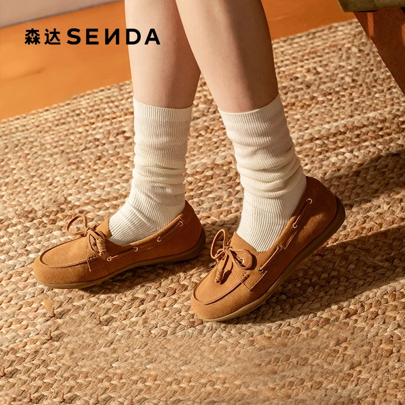 森达帆船可可女鞋2025春季新款商场同款一脚蹬乐福豆豆鞋4JP25AA5