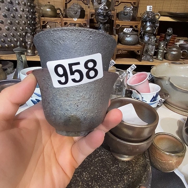 三*高温柴烧陶泥主人杯两个