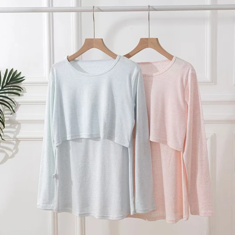 春秋冬棉孕妇保暖内衣产后哺乳秋衣怀孕期月子服喂奶上衣加大磨毛