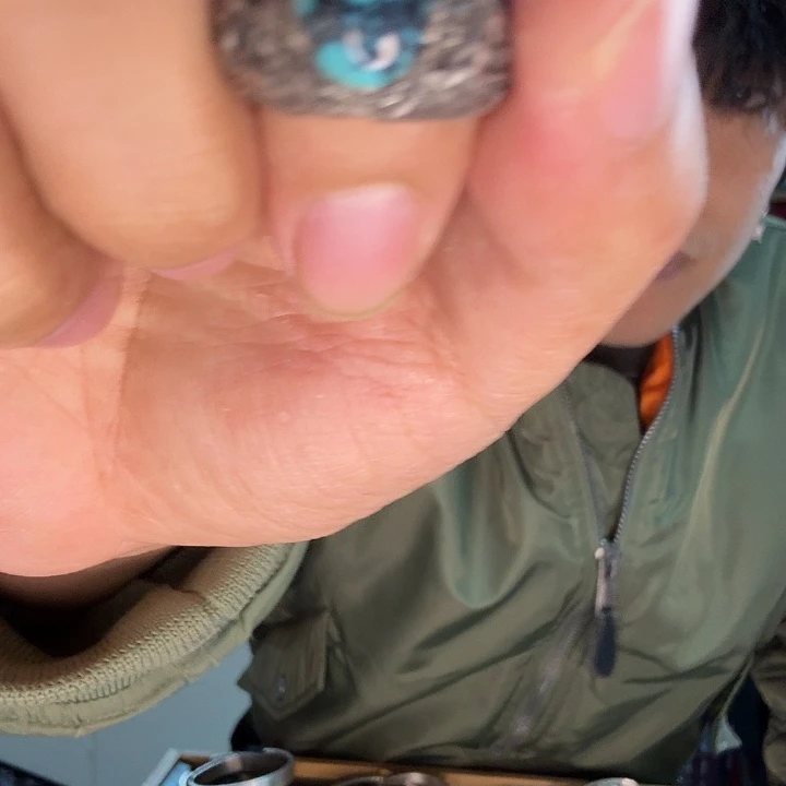 足银大理石手工足银戒指