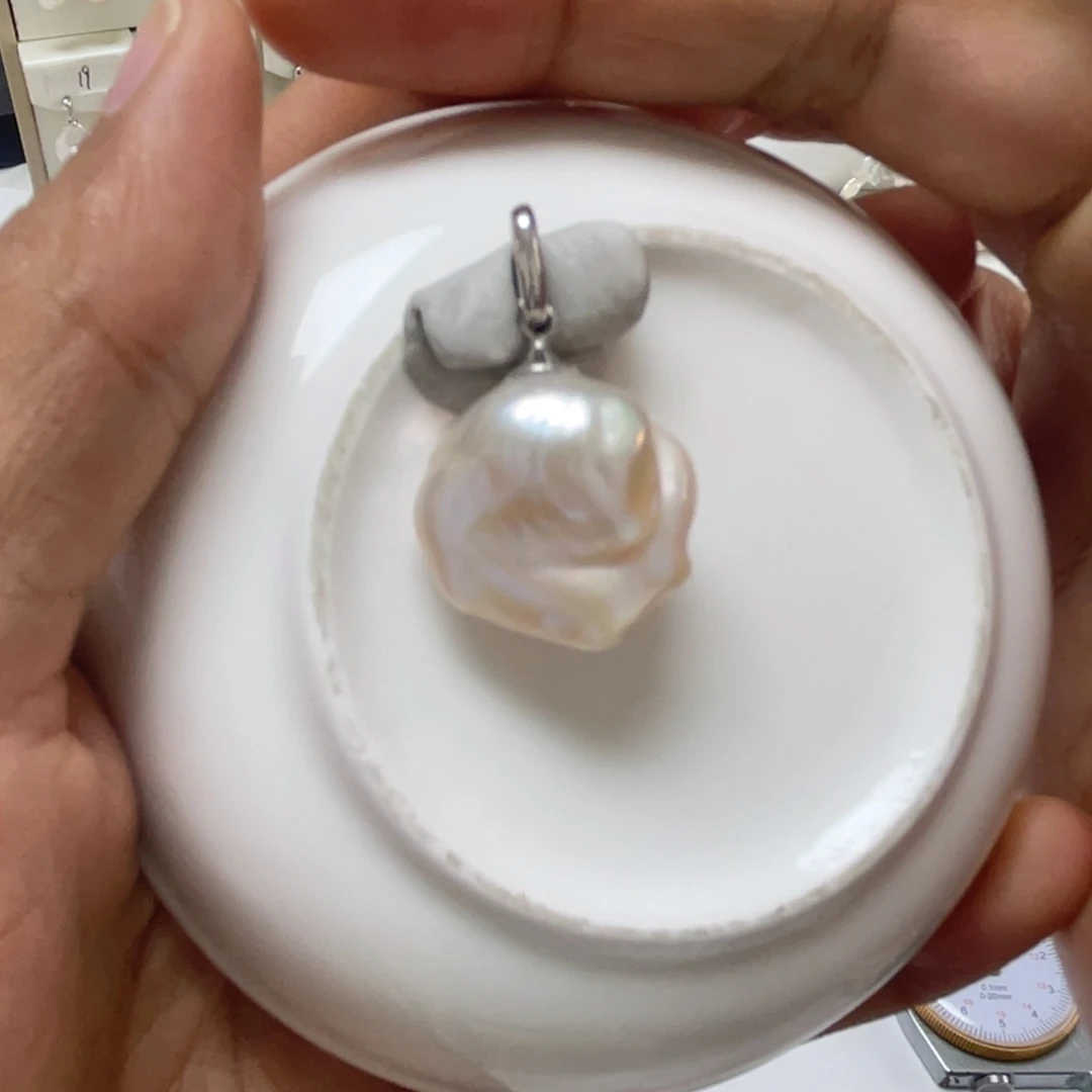 淡水珍珠吊坠(不含链)银S925镶嵌