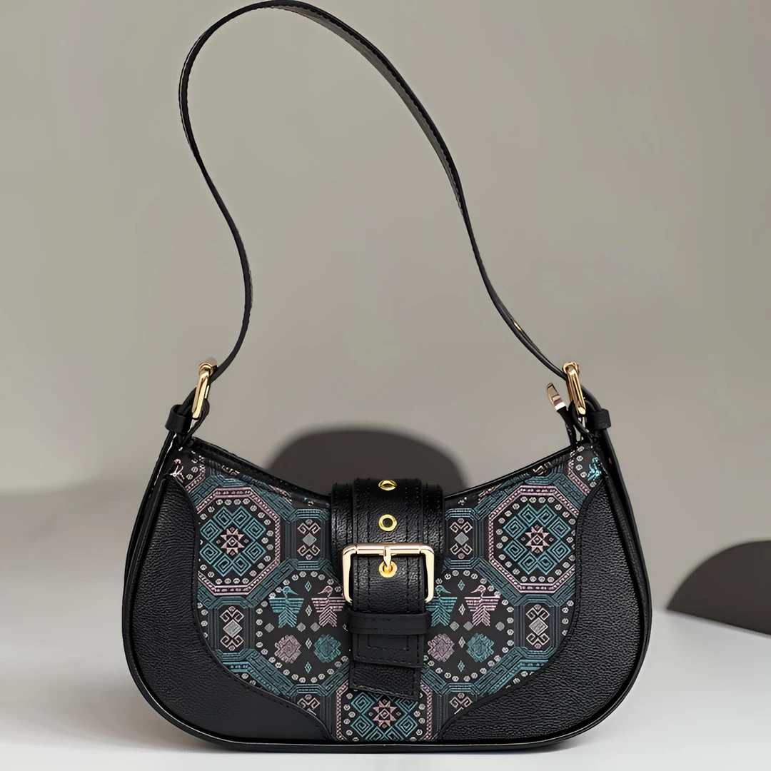 【送绣球+礼盒】广西非遗壮锦头层牛皮马鞍腋下单肩斜跨背真皮轻奢