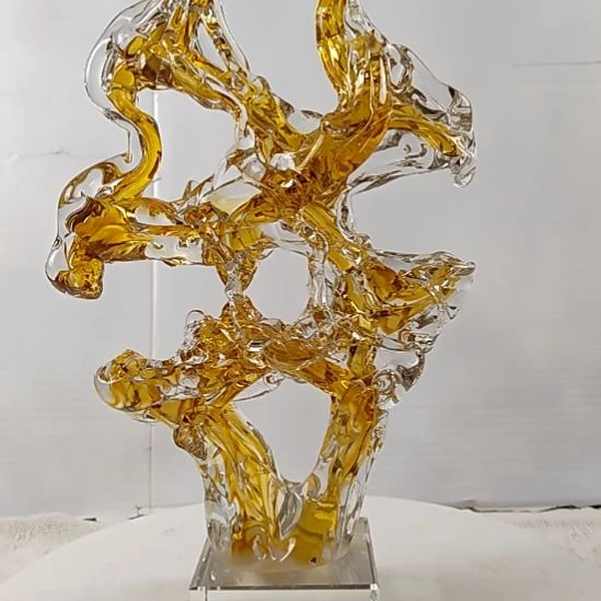 琉璃琉璃茶色山摆件