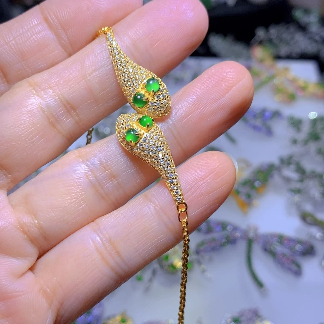 翡翠颈饰合金天然翡翠