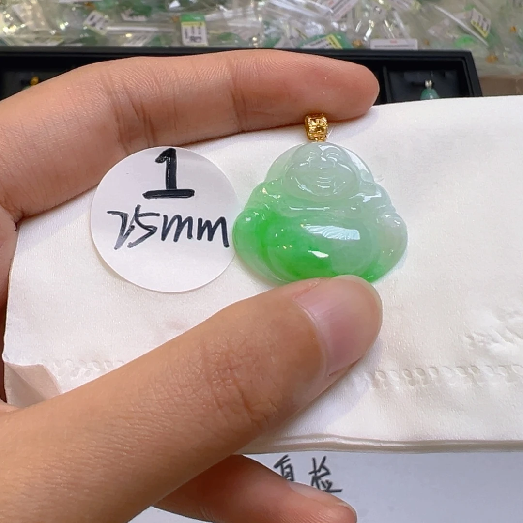 翡翠18K金镶嵌吊坠(不含链)