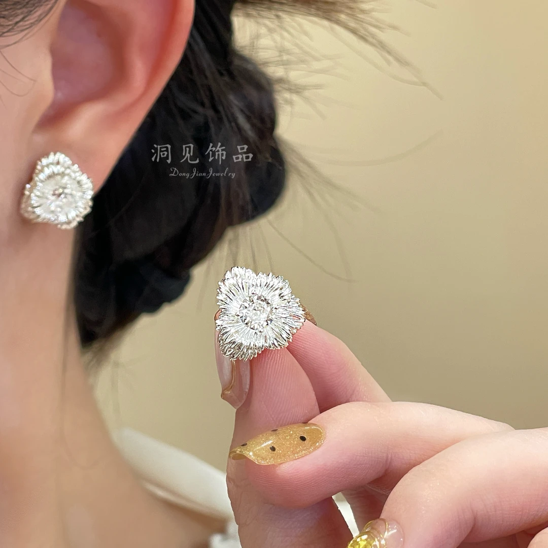 【浮萍暗动】银色日韩耳钉饰品法式女百搭ES624