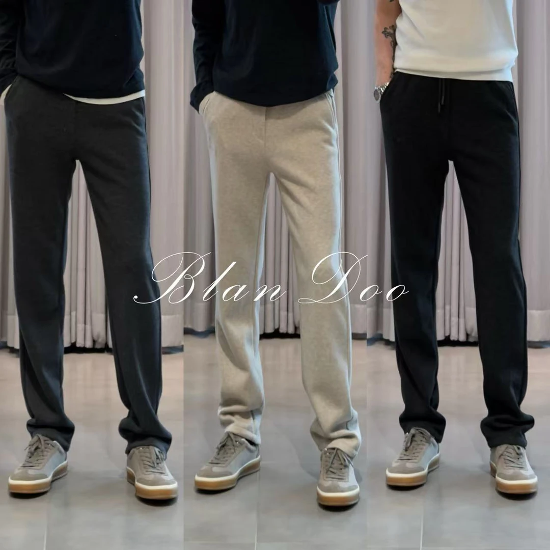 BLANDOO“精仿醋酸羊毛”L*P 极简老钱风直筒休闲裤9BD677