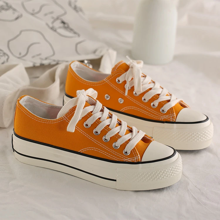 【厚底3.5厘米】低帮帆布鞋2025夏季透气新款增高学生百搭板鞋女鞋