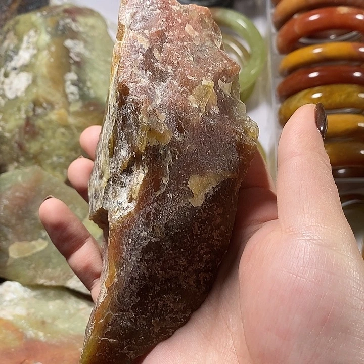心***橙合金蛇纹石玉玉石原料