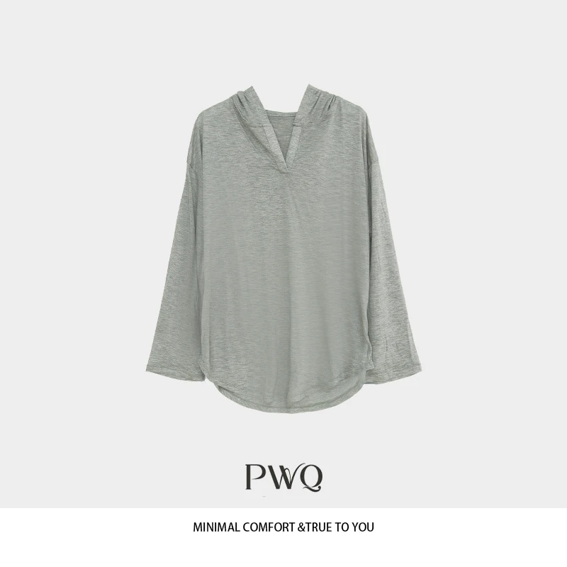 【夏季刚需】衬衫休闲百搭连帽长袖套头罩衫老钱松弛感YY-25501XX15