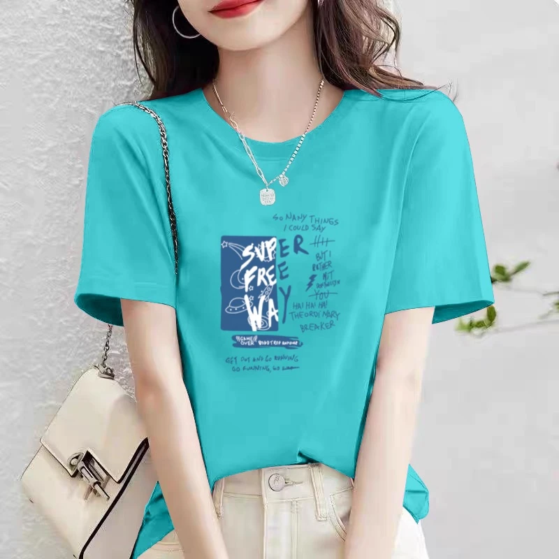 纯棉短袖t恤女士宽松显瘦2025夏季新款韩版休闲大码胖mm体恤上衣