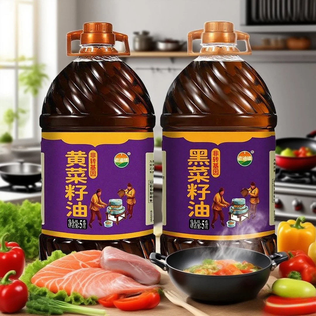 农家菜籽油100%纯正菜籽油5升大桶纯正菜籽油非转基因菜籽现榨