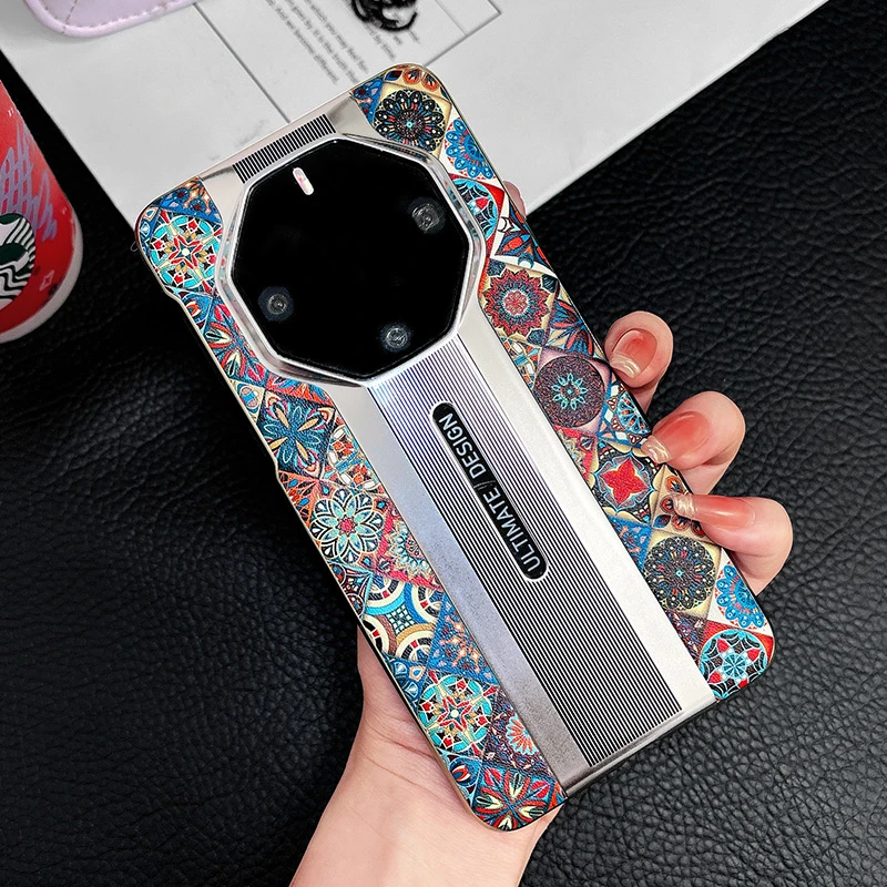 华为mate70rs非凡大师手机壳新款60RS高级感真皮Pro+复古图腾适用