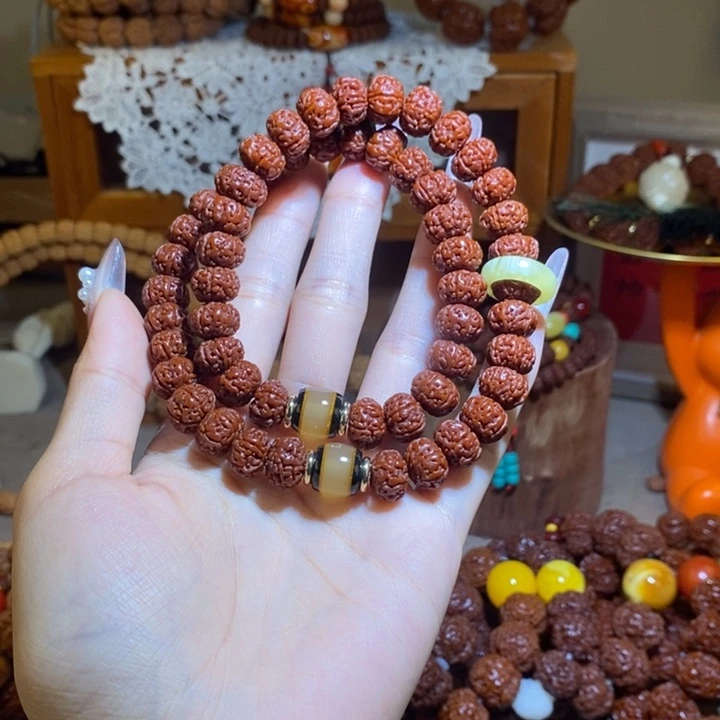 金刚菩提手串116玉华双圈桶珠跑环一物