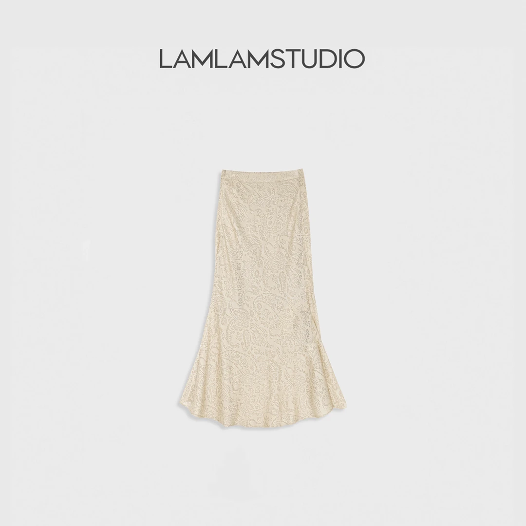 LAMLAM 张一琳 “摇曳生花” 半身裙气质高腰时尚弹力优雅L252378Q