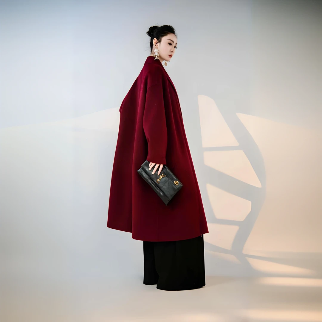 【苏黎世的冬大衣】老钱风女中长款毛呢外套休闲羊绒宽松羊绒大衣