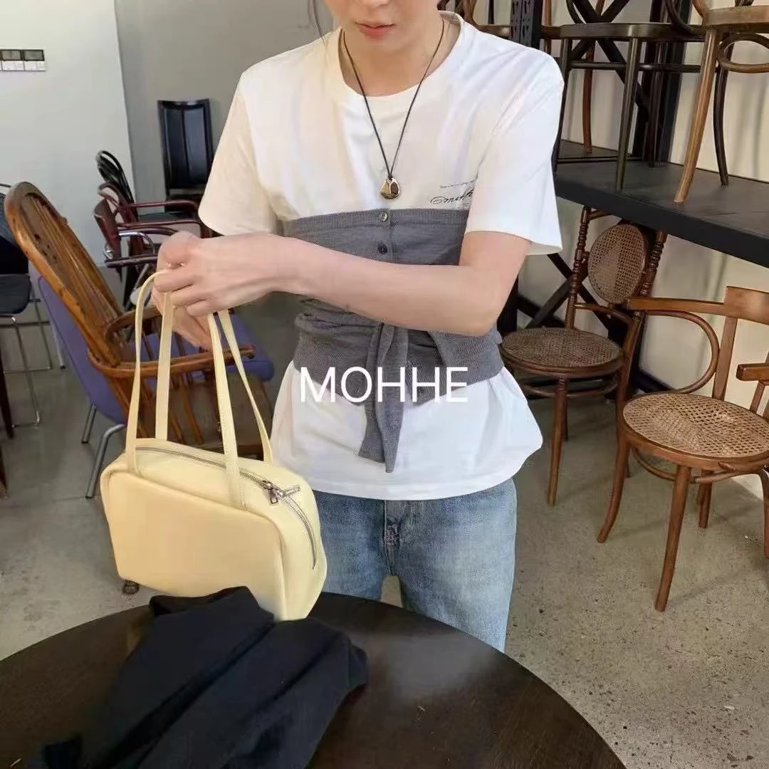 现货~mohhe 2025春季新款 休闲百搭字母印花圆领短袖T恤