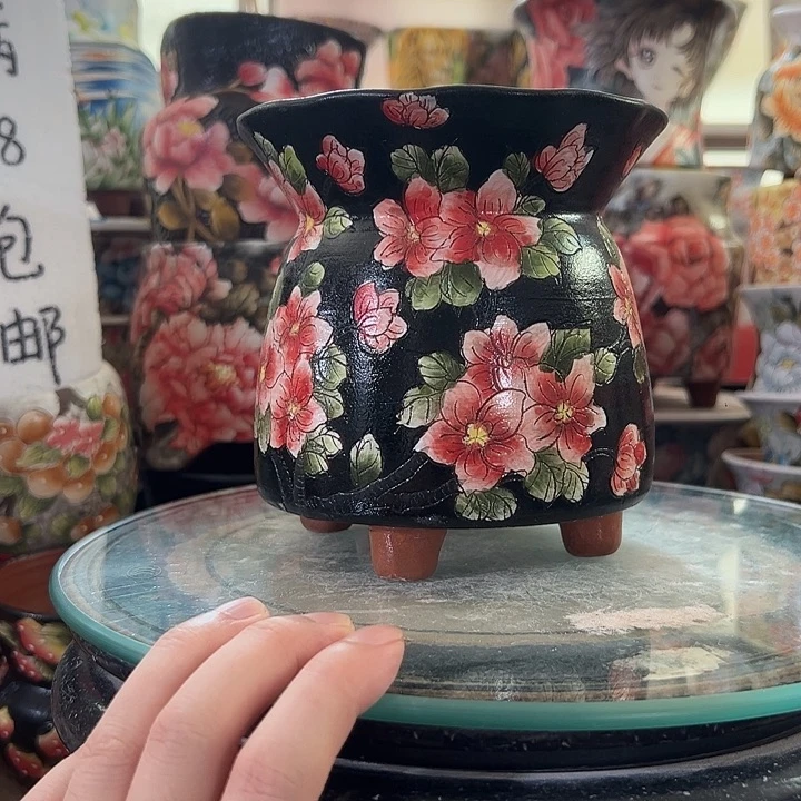 景德镇手绘花盆满38包邮偏远地区除外