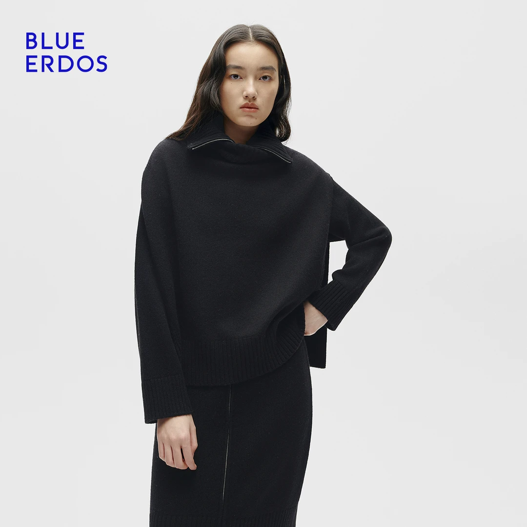 BLUE ERDOS 25秋冬流光风樽领女披肩羊绒外搭百搭小坎肩B256R1001