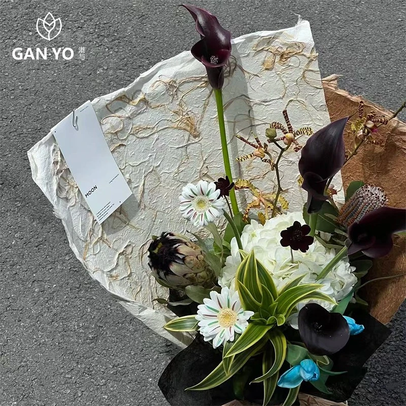 港与 手工构树皮纤维纸复古鲜花花束包装纸花艺花店包花纸diy材料