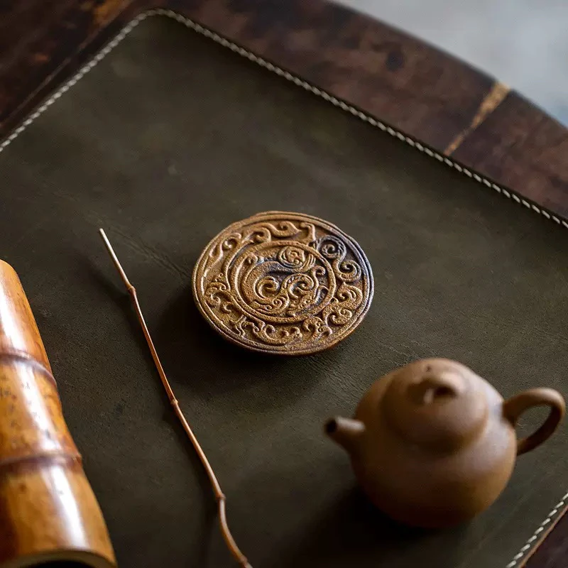 【南风】酱釉粗陶龙纹盖置