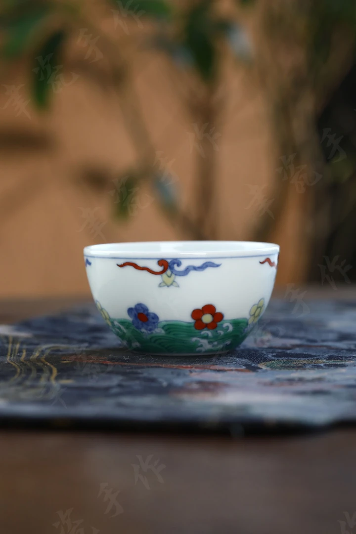 【聿瓷手作】斗彩落花流水杯