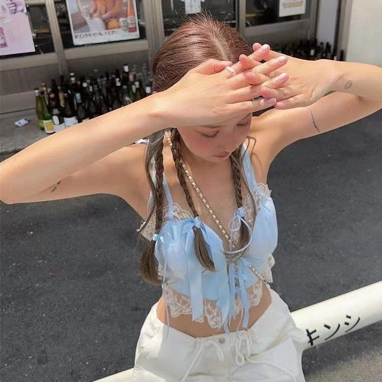 韩版修身型甜美潮流风背心吊带纯欲夏季春日慢人风家居服吊带文胸