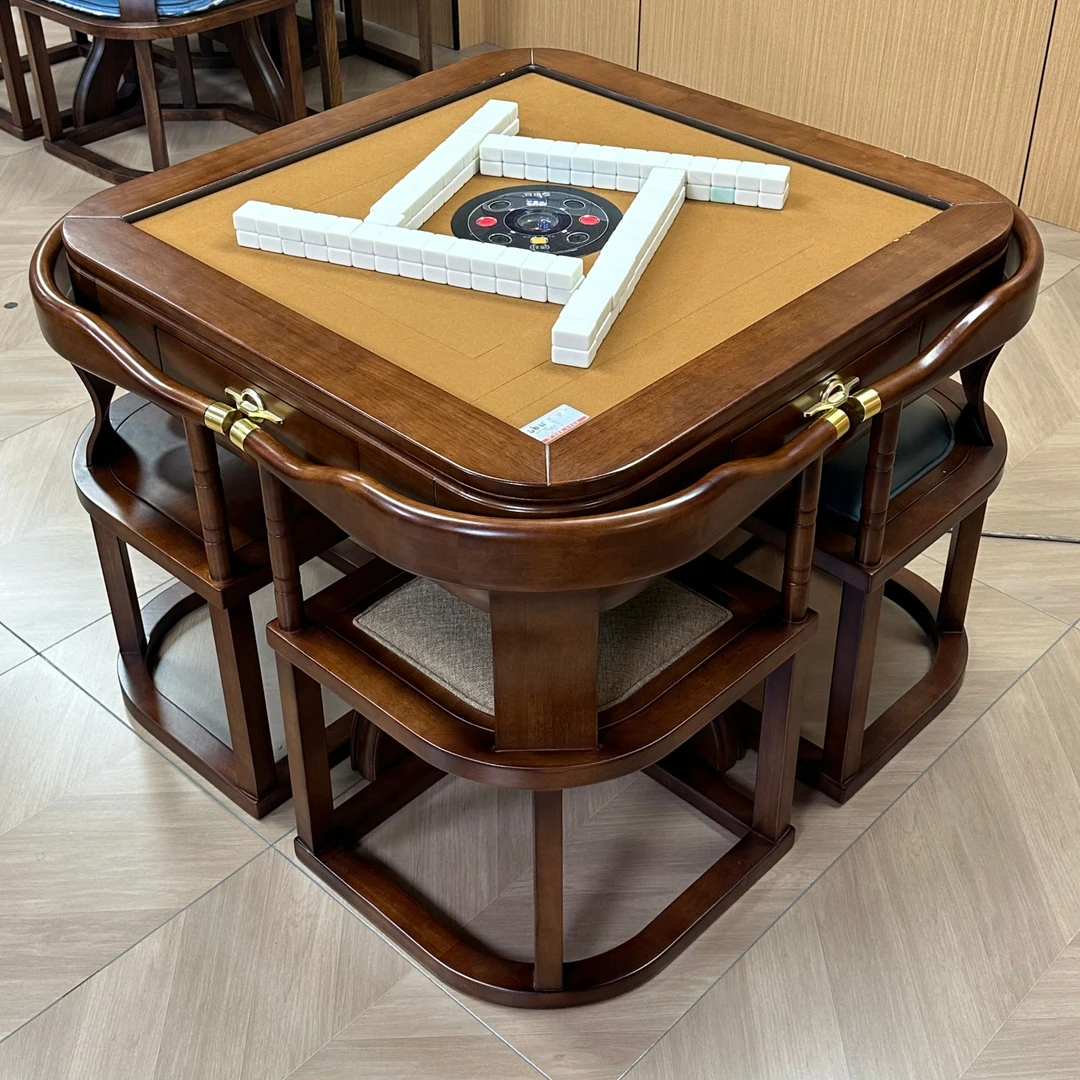 新款2025款茶桌实木麻将桌餐桌两用一体机麻将机全自动多功能圆桌