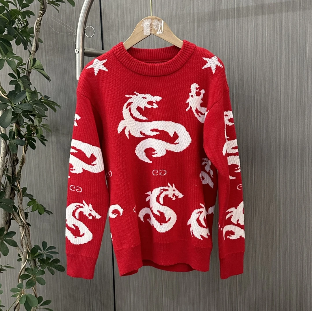 《妞妞》秋冬新款龙年限定圆领针织衫0123148-红色