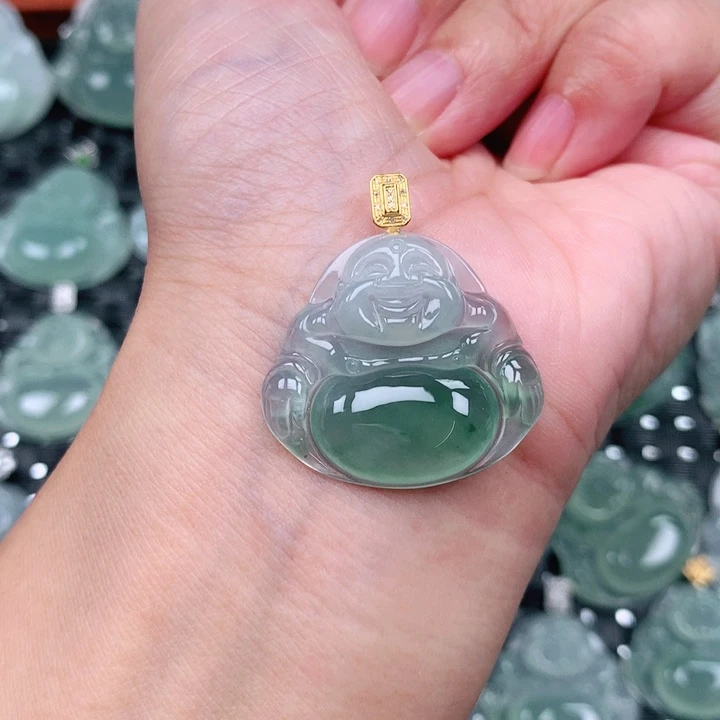 吊坠(不含链)18K金镶嵌翡翠