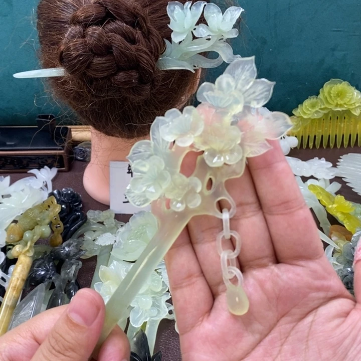 蛇纹石玉发饰未镶嵌?**?