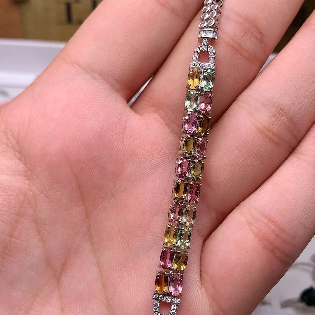 碧玺手链银S925镶嵌000000