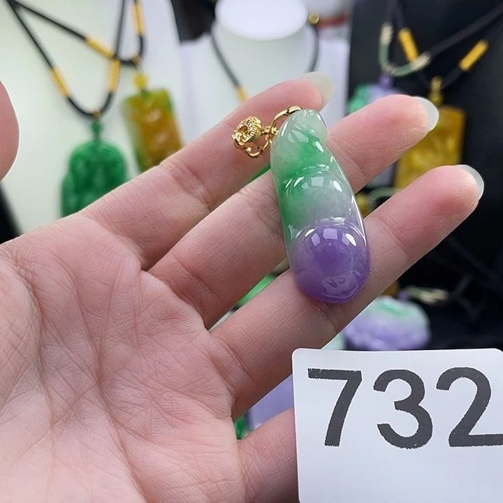 翡翠未镶嵌吊坠(赠链)