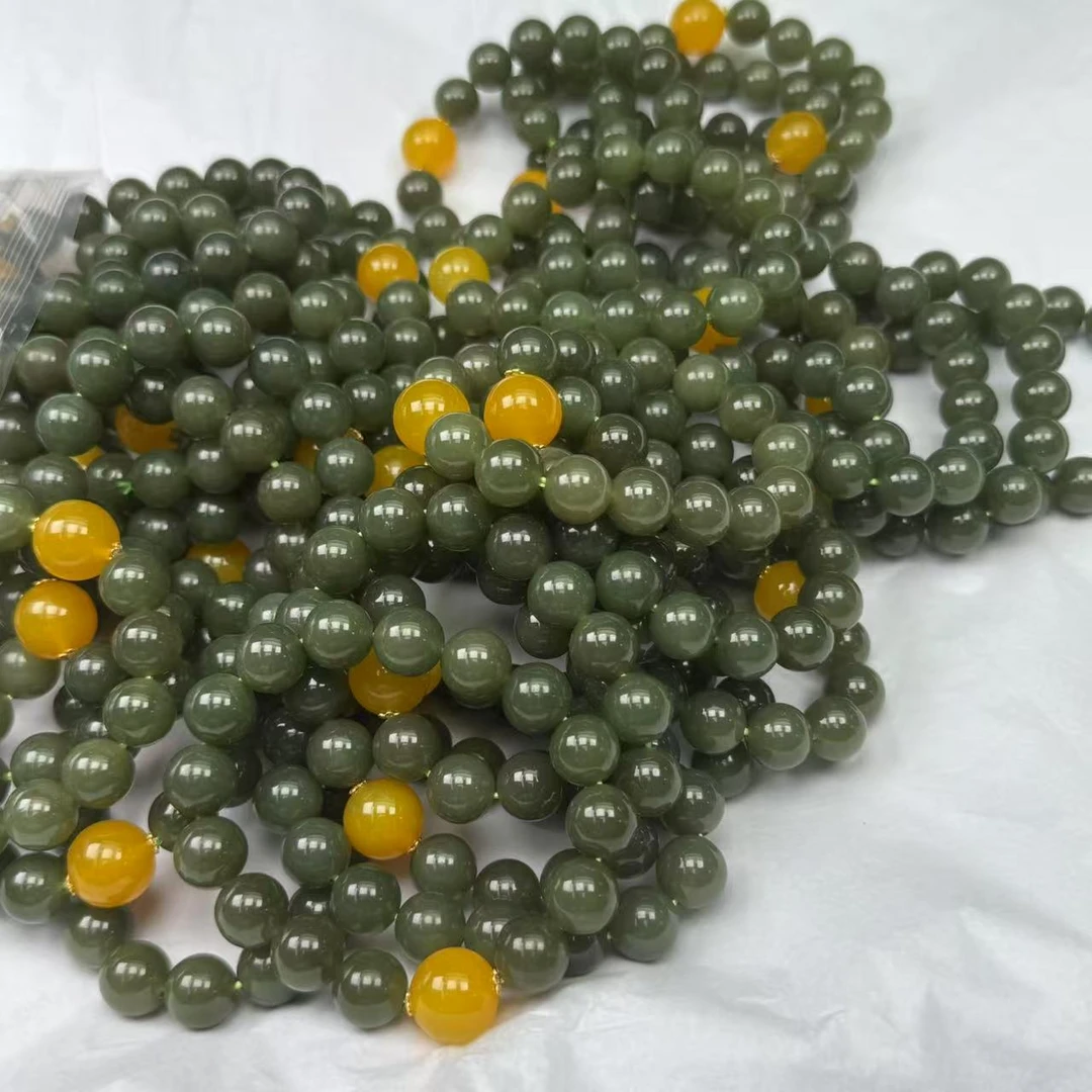 【绿庄】-1462/L08-和田玉手串-多样性发其—