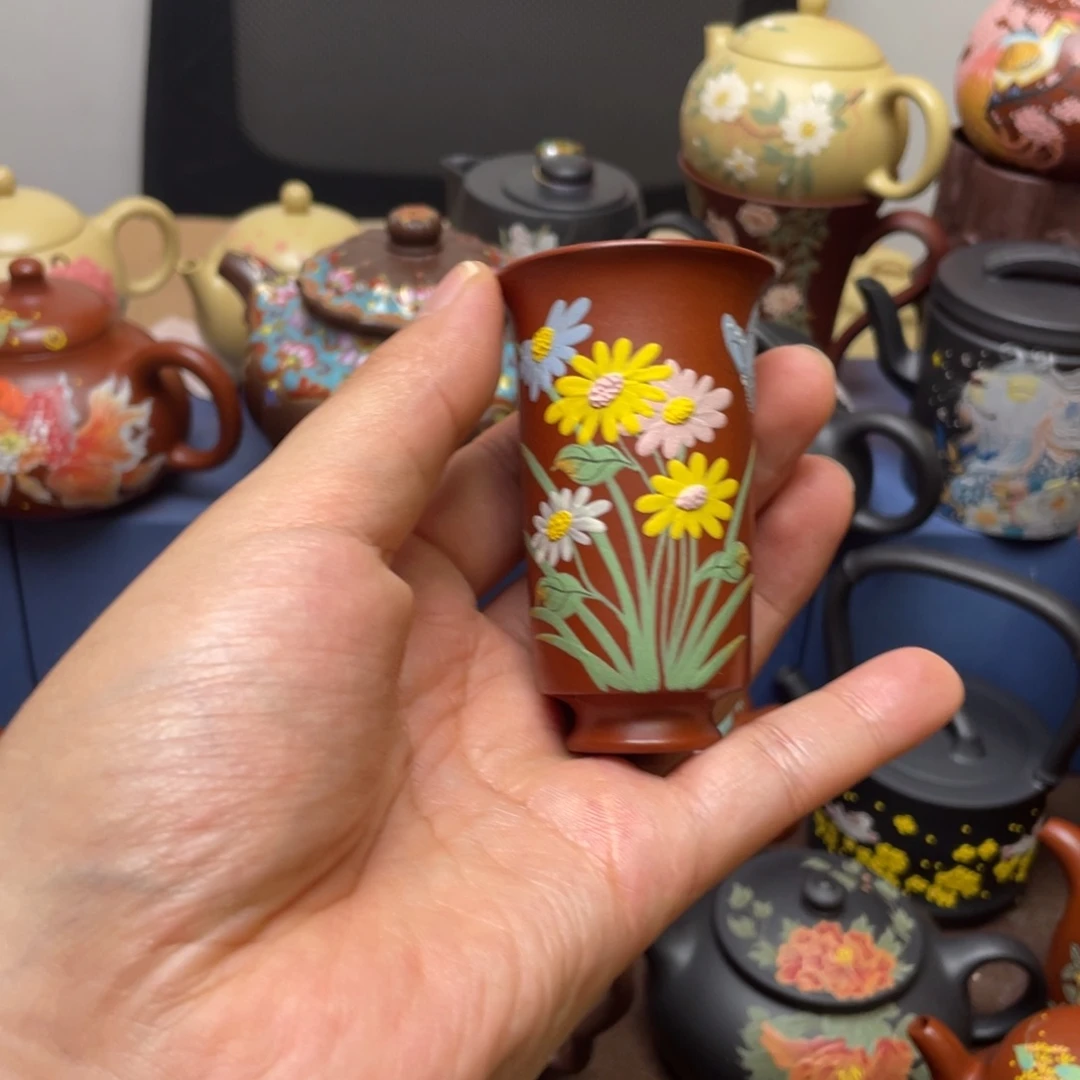 紫泥茶杯紫砂主人杯50cc