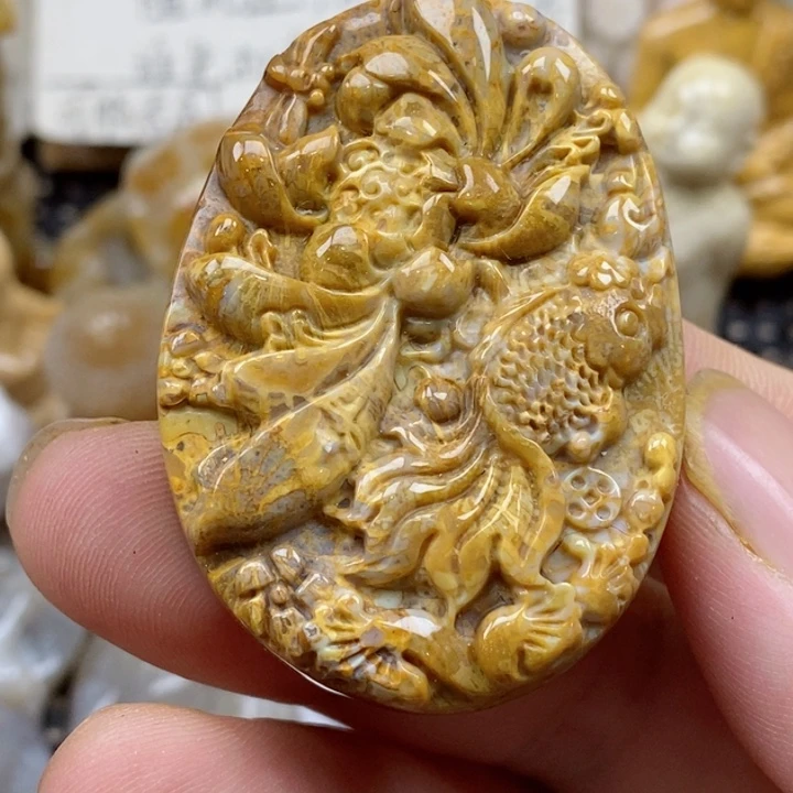 颈饰未镶嵌硅化珊瑚（珊瑚玉）