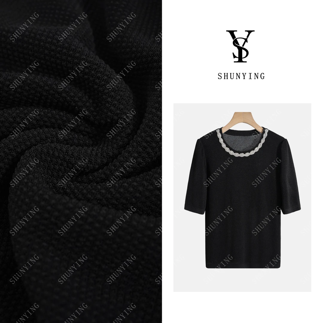 【仟娜】精致高级感！气质简约重工钉钻圆领短袖T恤SY72T2570