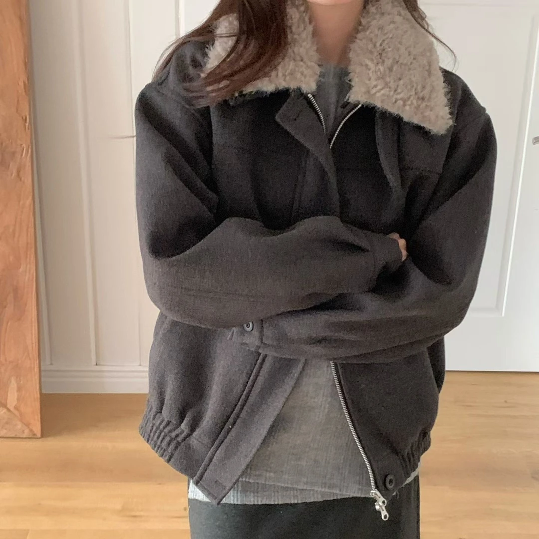 气质姐姐|韩国东大门秋冬新款设计感质感外套加绒冬季