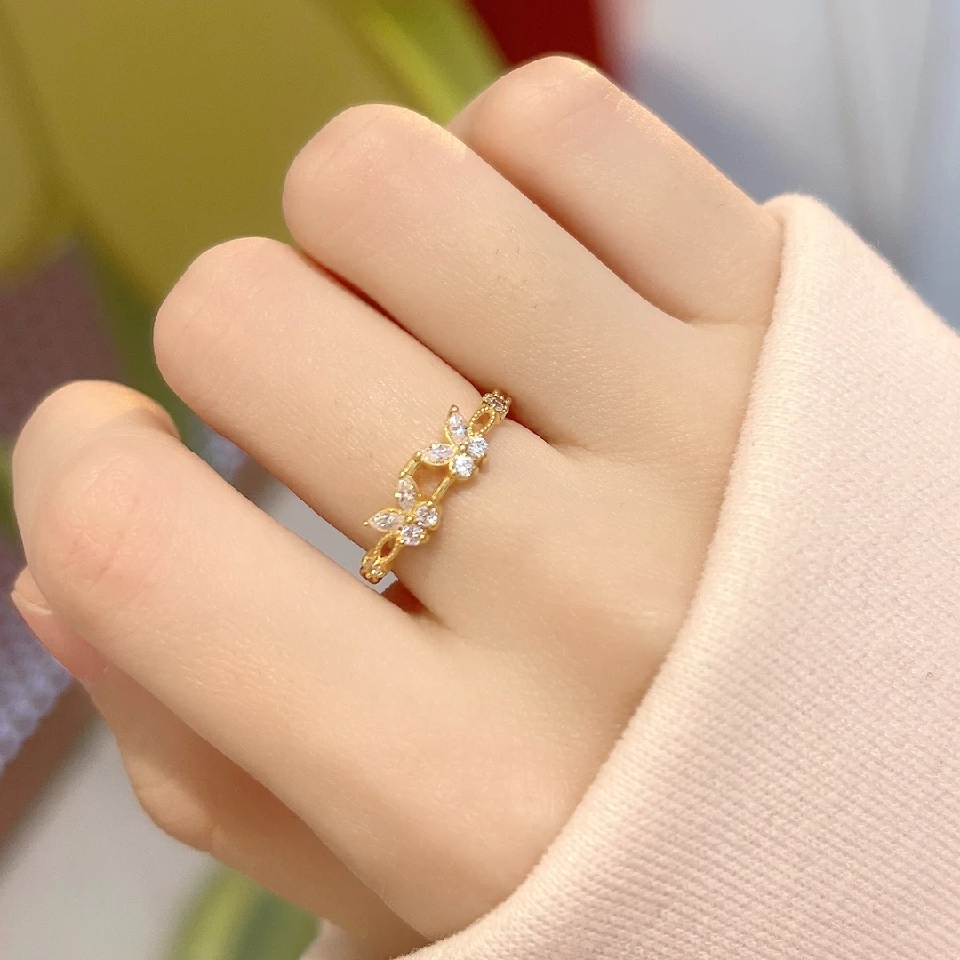 【思思专属】足金999 渐动白蝶戒指 6D工艺 新年礼物