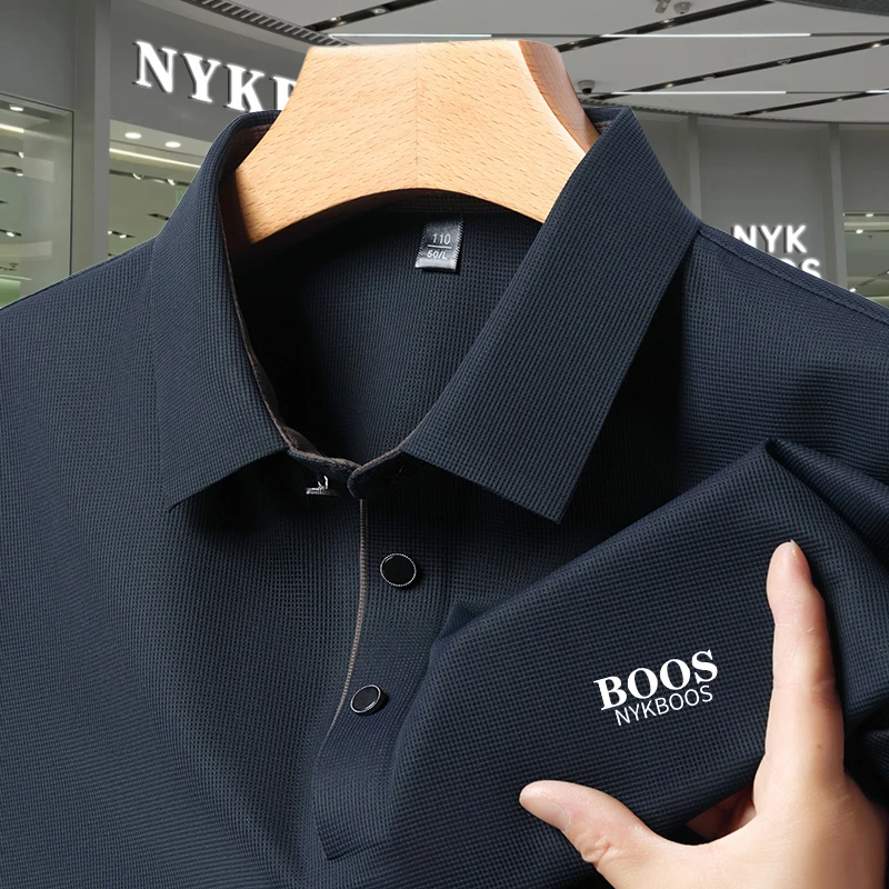 【少量现货】夏季轻奢正品翻领短袖中老年男士桑蚕丝polo衫柔软亲肤